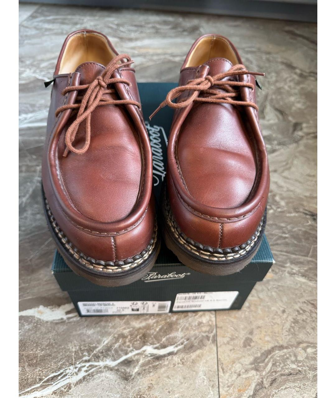PARABOOT Коричневые кожаные низкие ботинки, фото 3