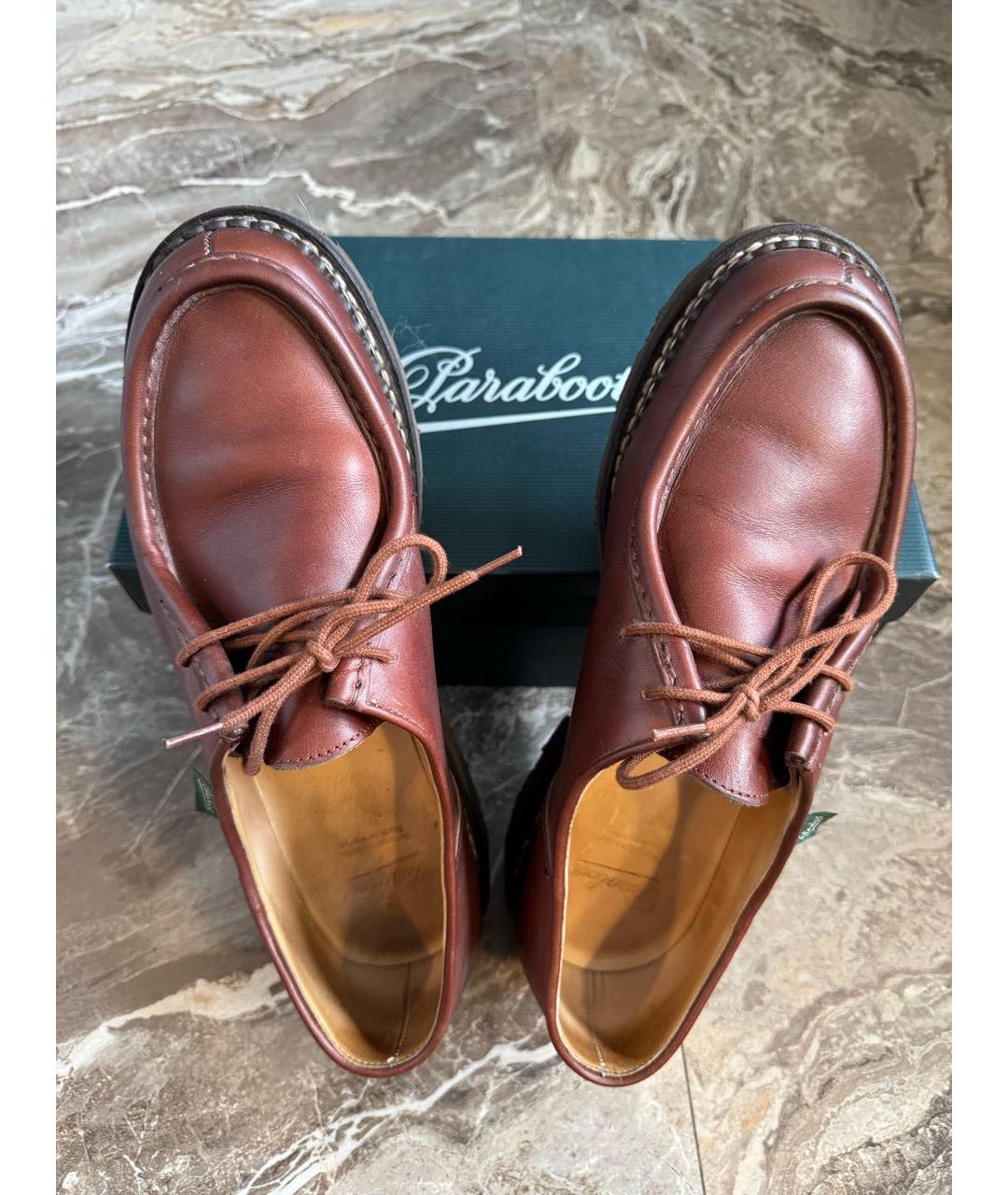 PARABOOT Коричневые кожаные низкие ботинки, фото 2