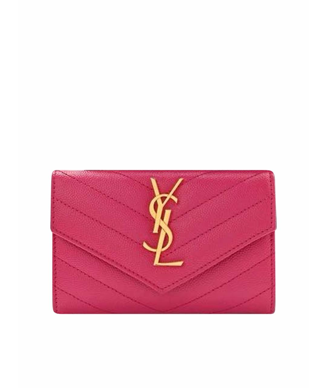 SAINT LAURENT Розовый кожаный кошелек, фото 1