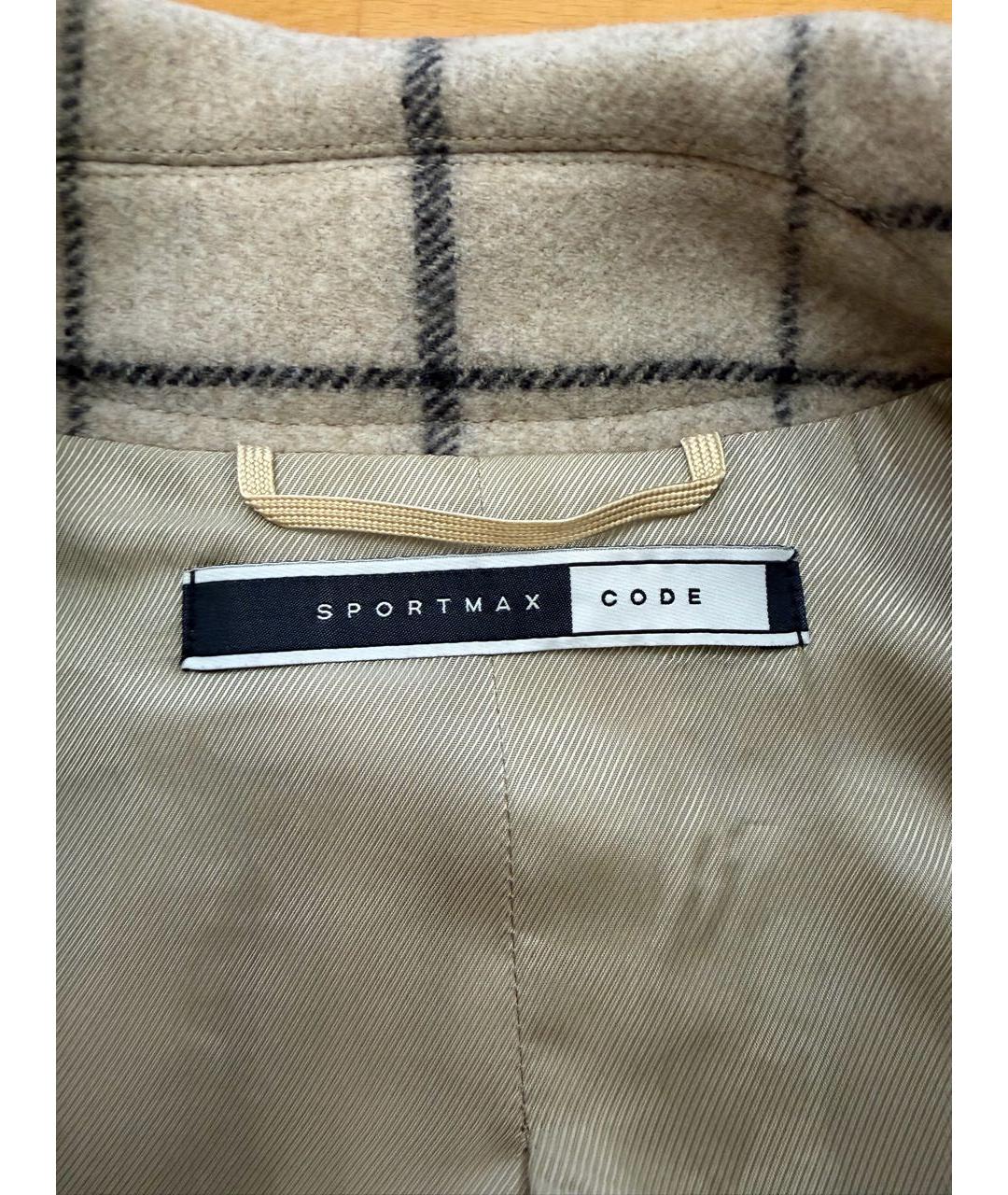 SPORTMAX Бежевое шерстяное пальто, фото 3