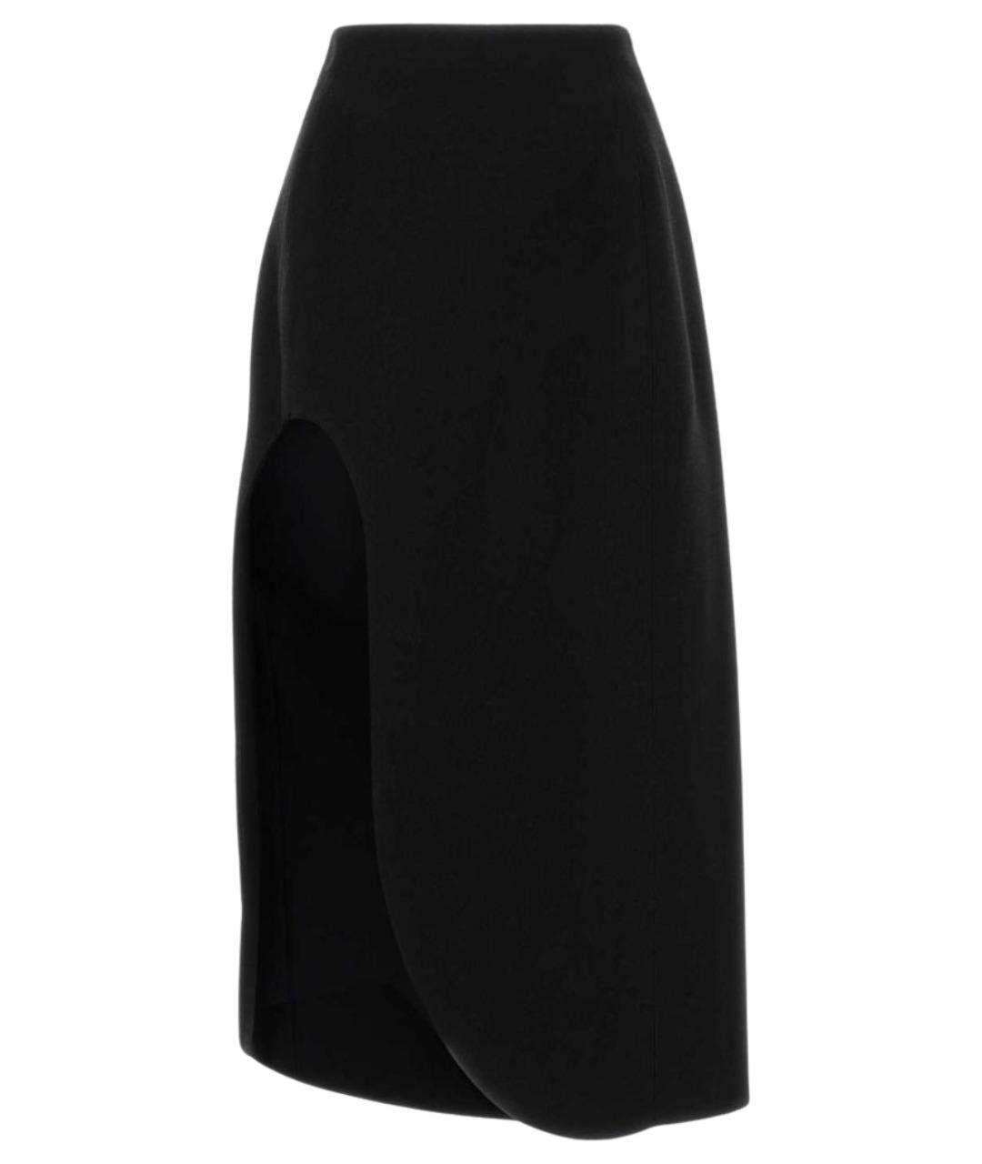 JIL SANDER Черная шерстяная юбка миди, фото 1