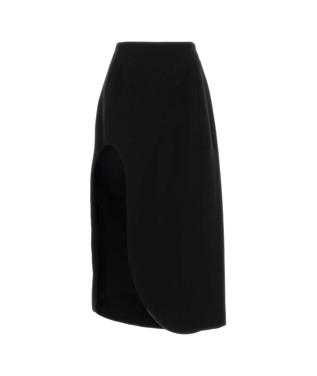 JIL SANDER Черная шерстяная юбка миди, фото 1