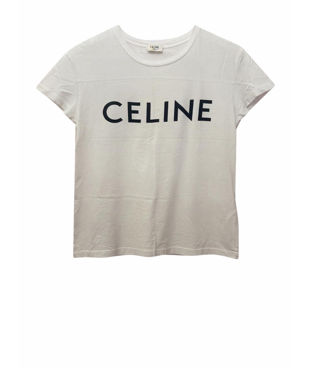 CELINE Белая хлопковая футболка, фото 1
