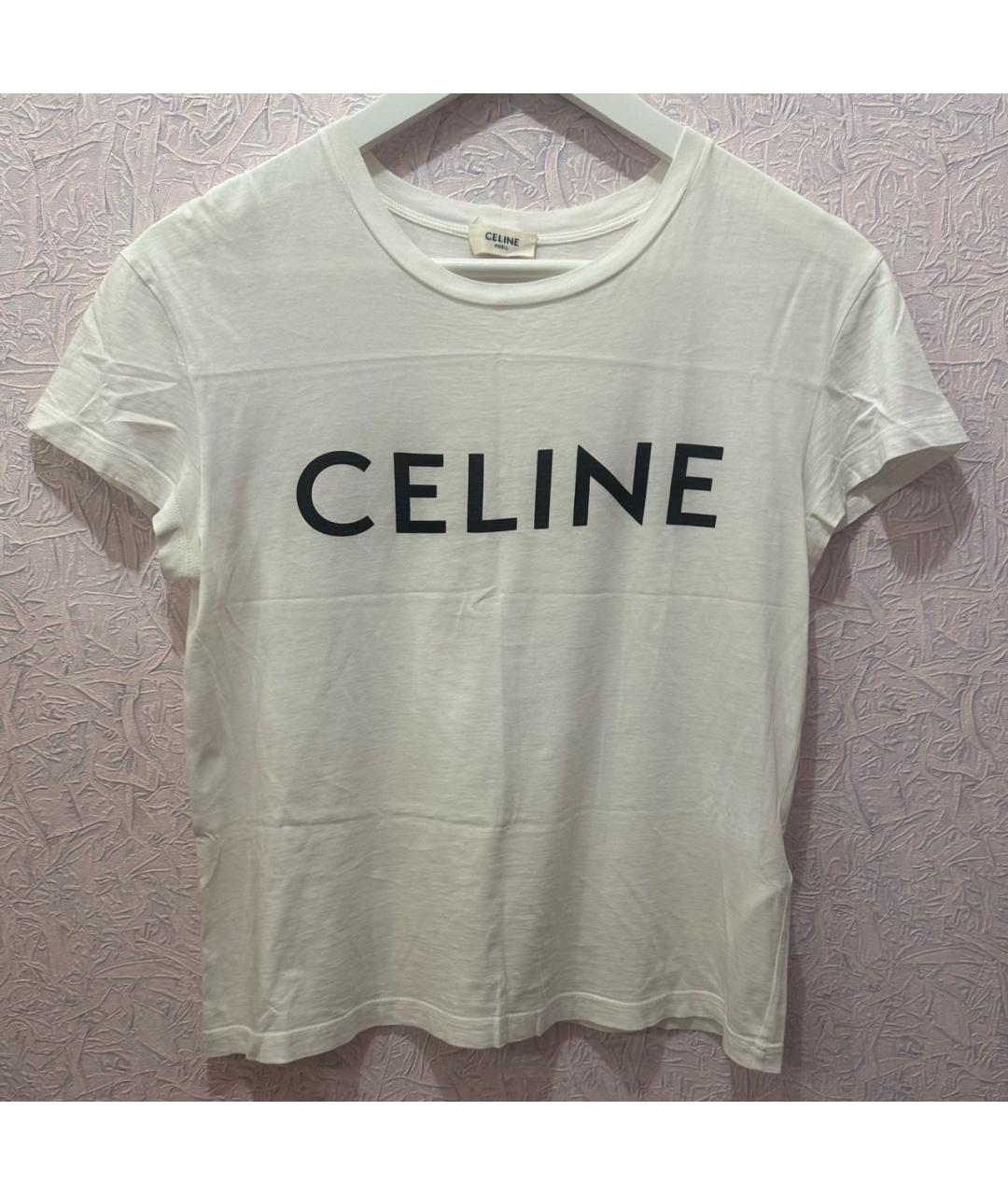 CELINE Белая хлопковая футболка, фото 5