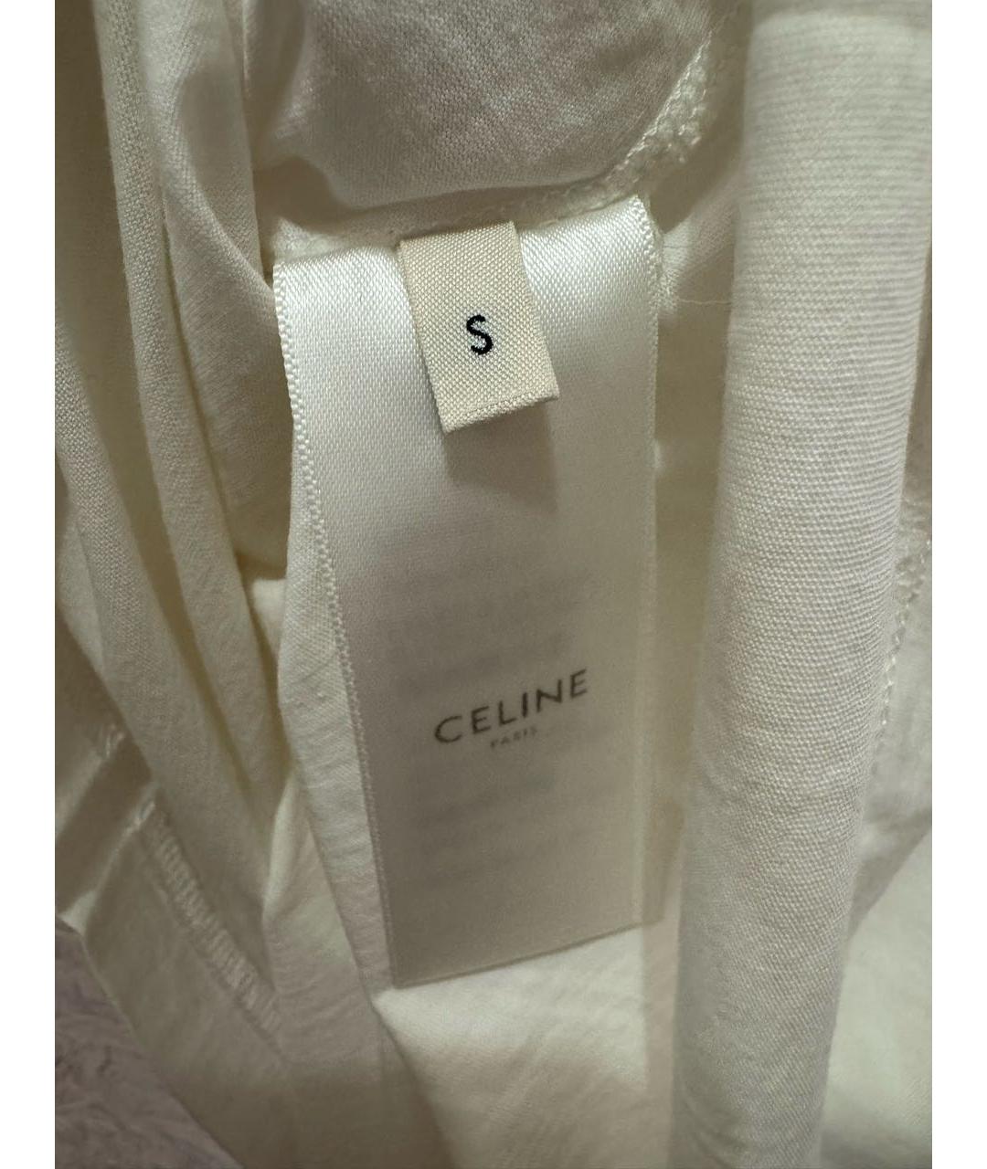 CELINE Белая хлопковая футболка, фото 4