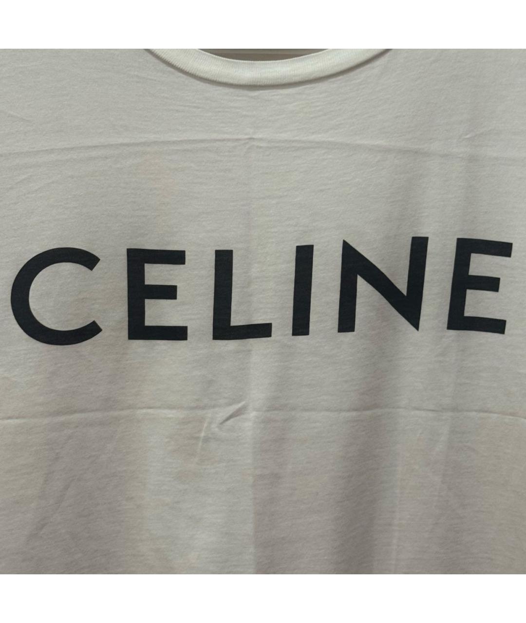 CELINE Белая хлопковая футболка, фото 3