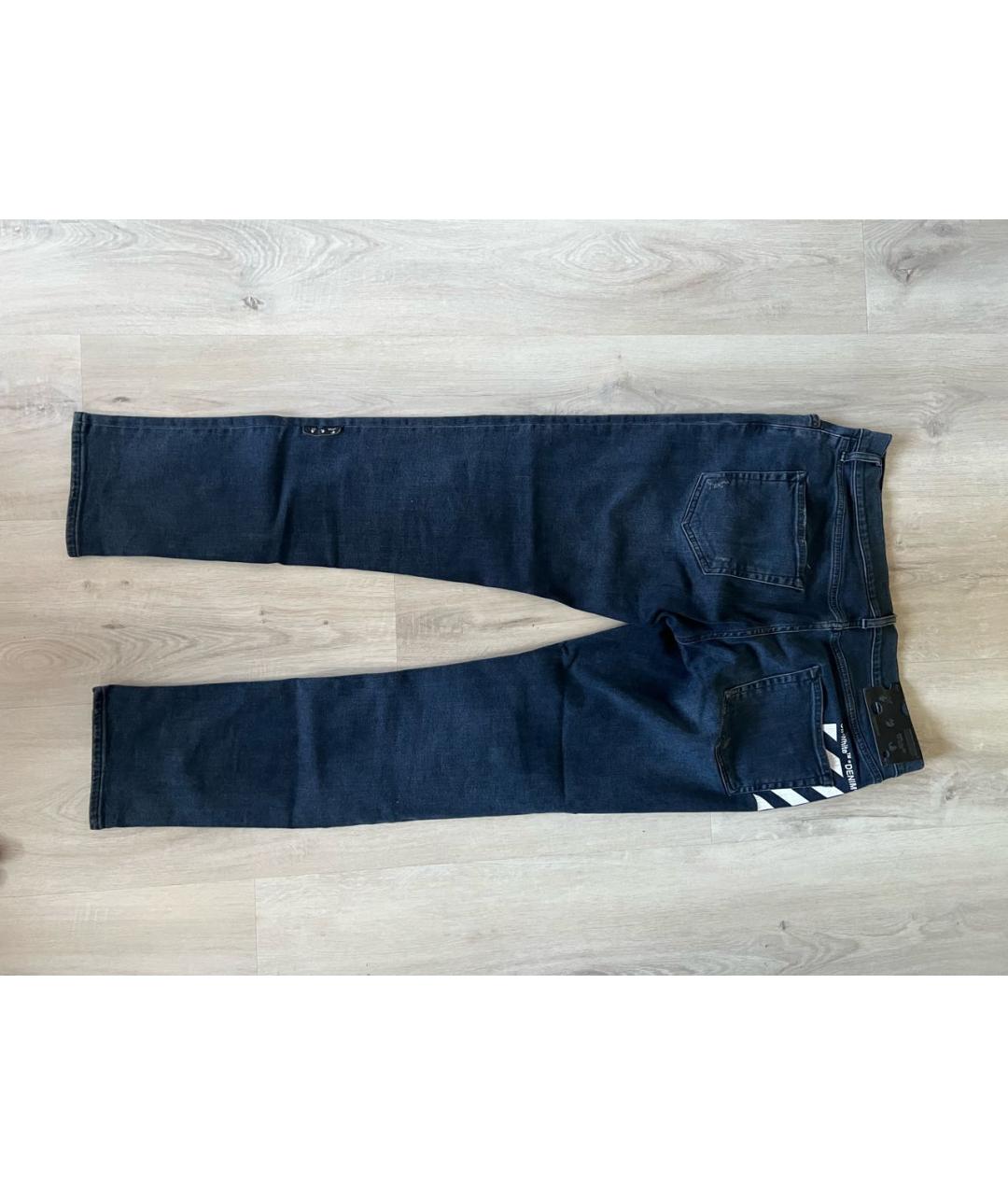 OFF-WHITE Темно-синие хлопковые джинсы скинни, фото 2