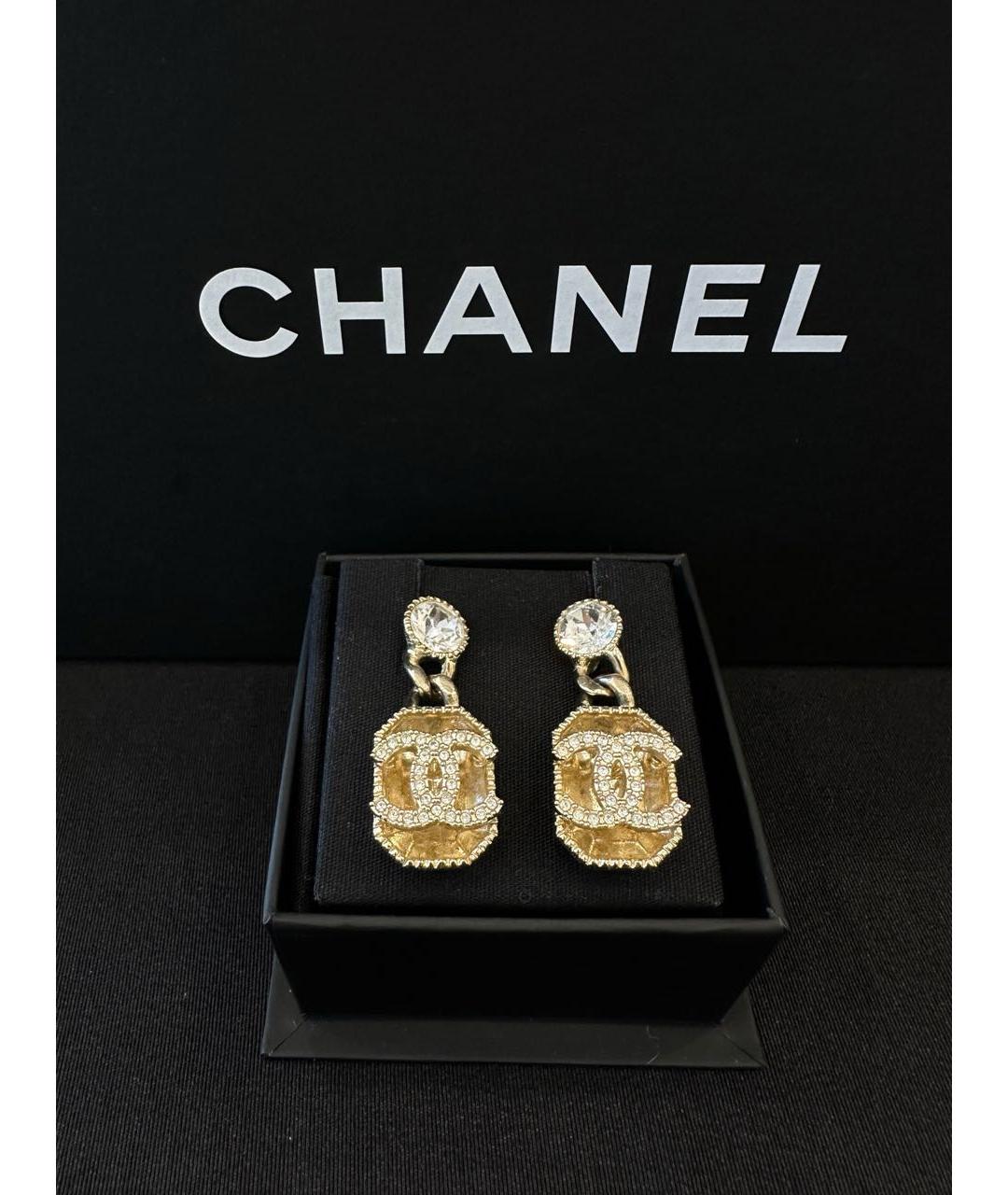 CHANEL Золотые металлические серьги, фото 5