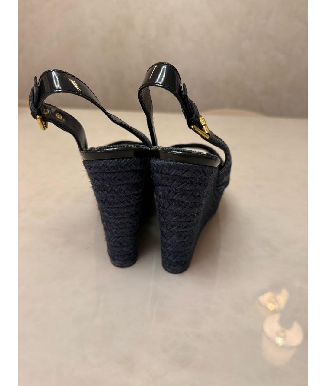 LOUIS VUITTON Темно-синие текстильные босоножки, фото 3