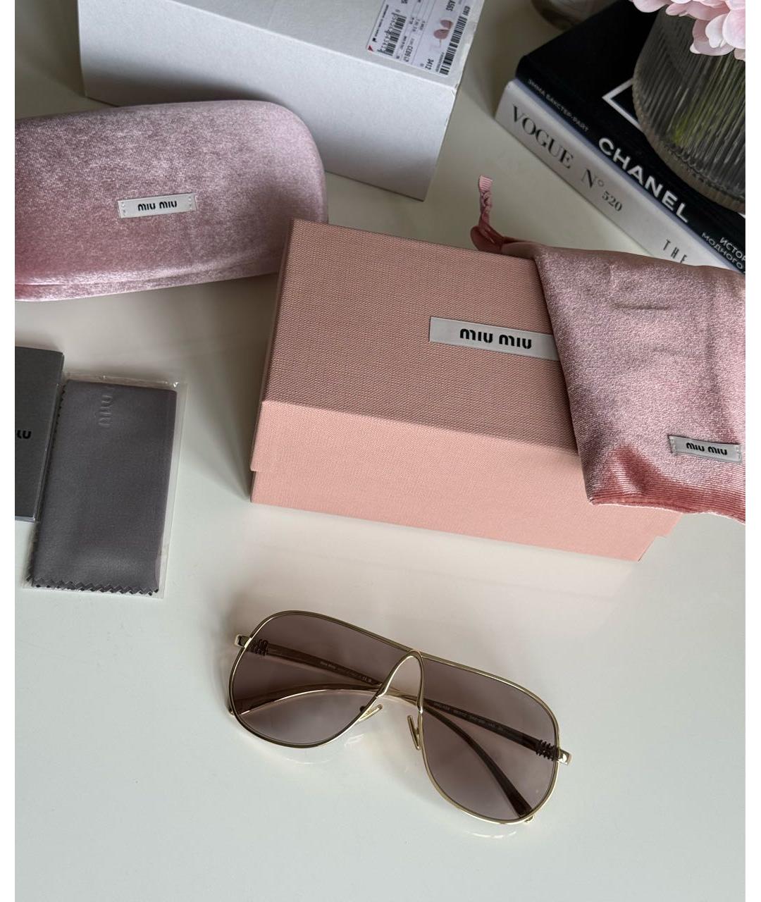 MIU MIU Коричневые металлические солнцезащитные очки, фото 5