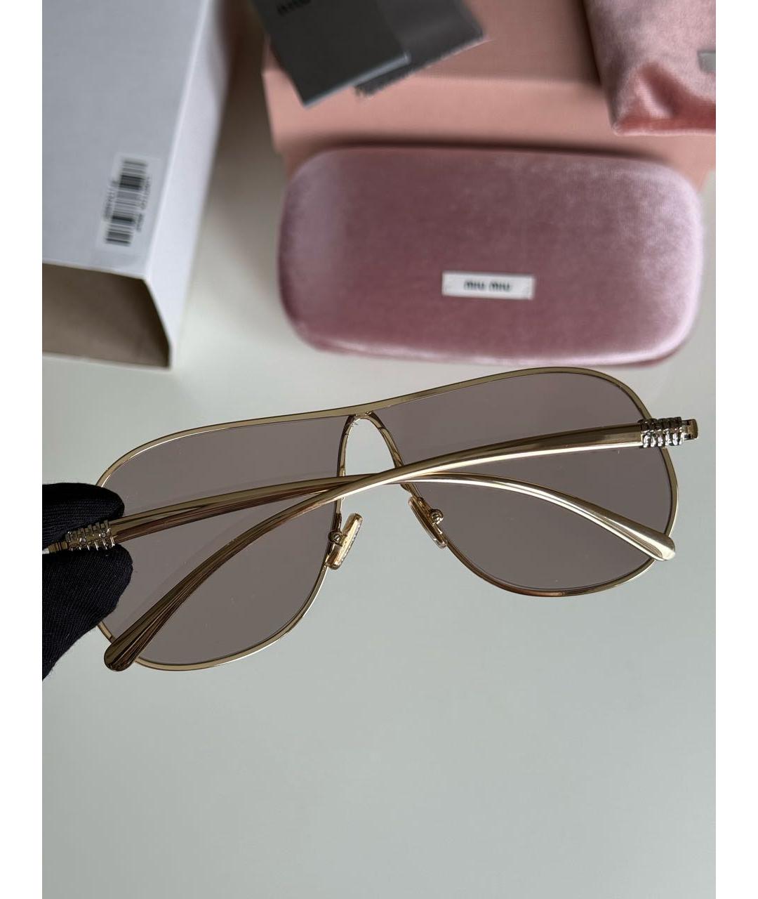 MIU MIU Коричневые металлические солнцезащитные очки, фото 4