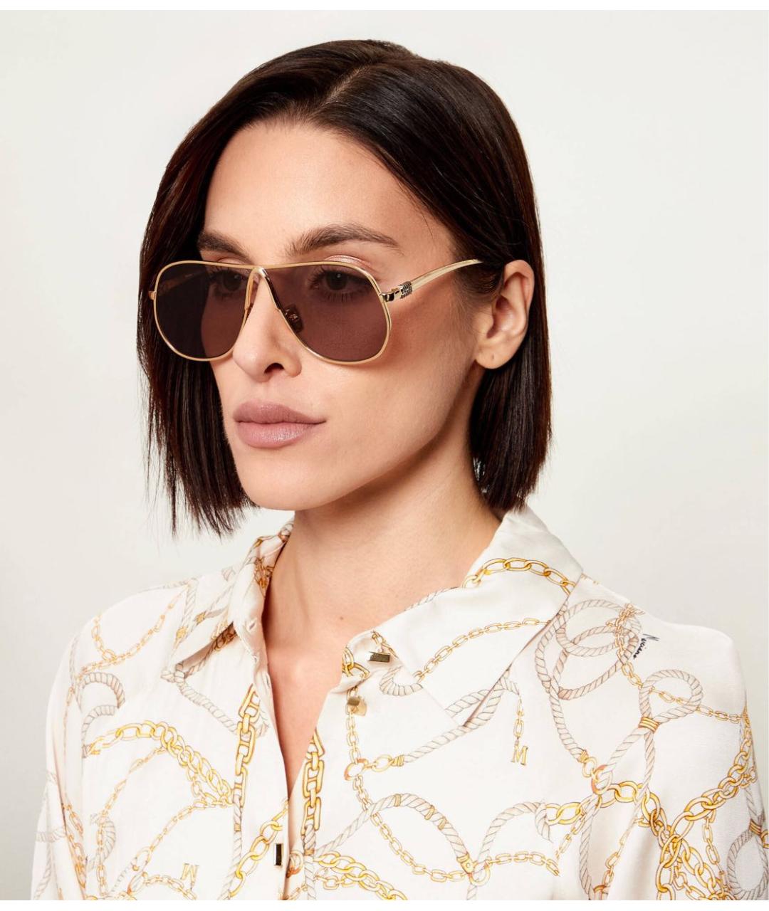 MIU MIU Коричневые металлические солнцезащитные очки, фото 7