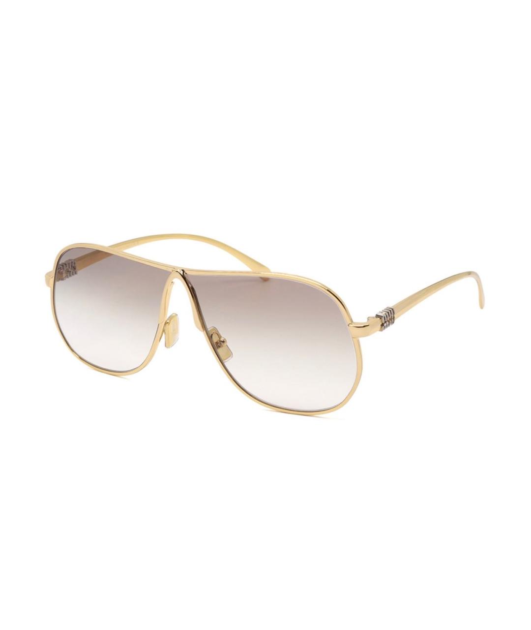 MIU MIU Золотые металлические солнцезащитные очки, фото 1
