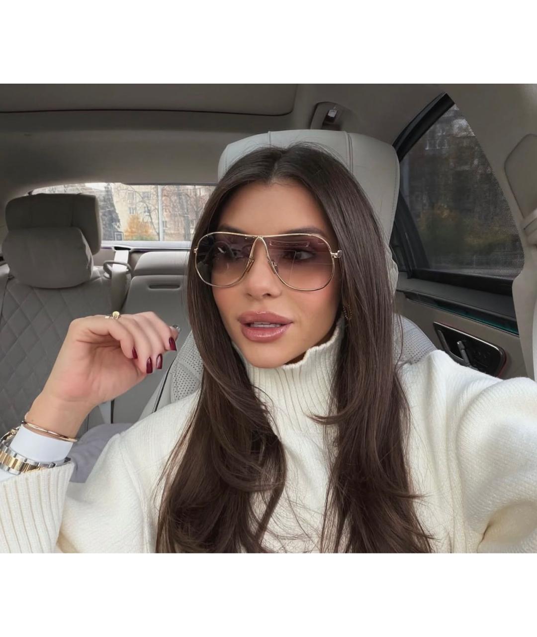MIU MIU Золотые металлические солнцезащитные очки, фото 6