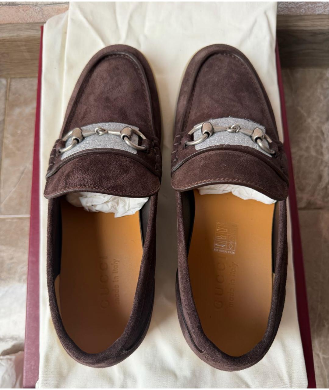 GUCCI Коричневые замшевые лоферы, фото 3
