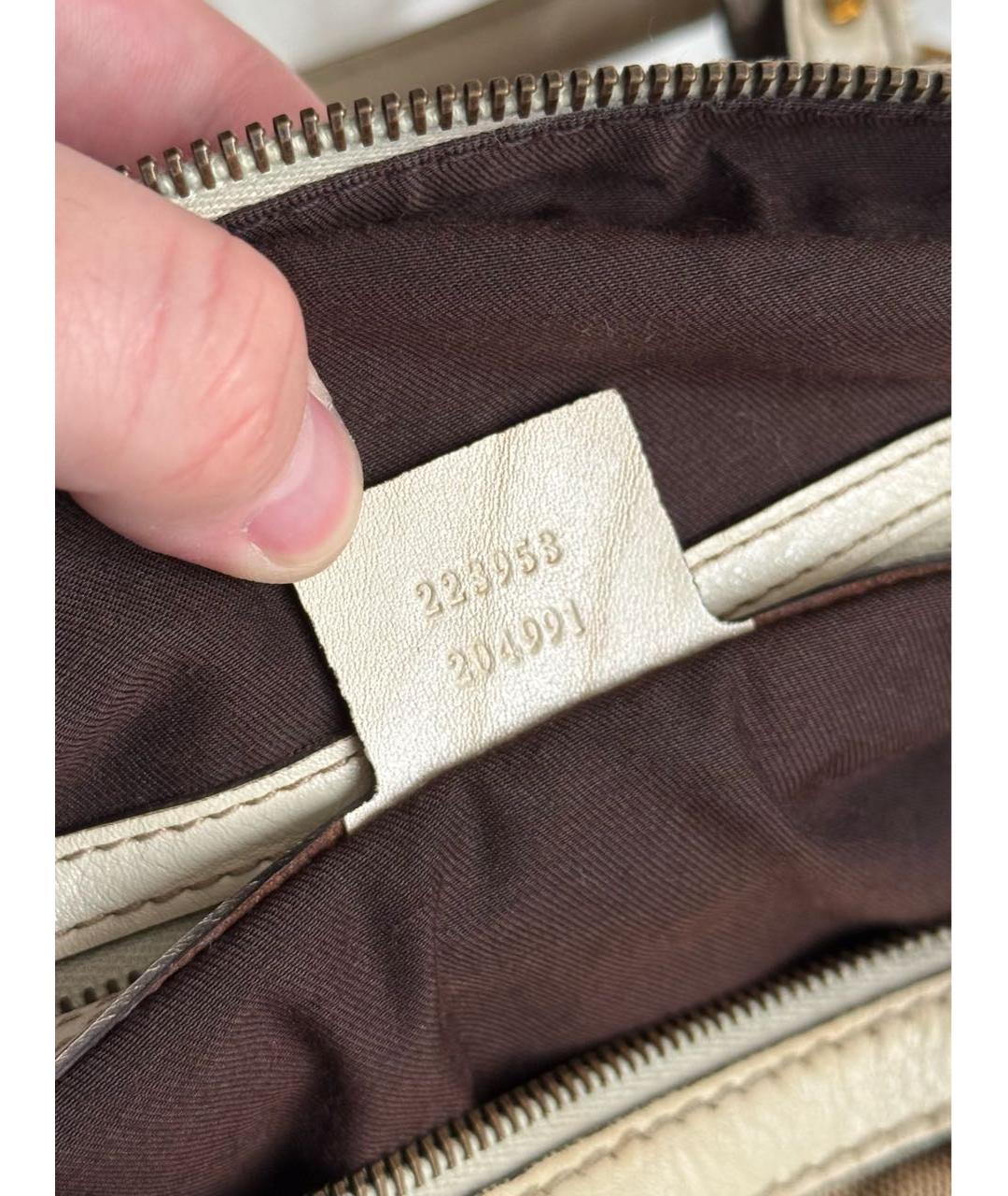 GUCCI Коричневая тканевая сумка с короткими ручками, фото 5