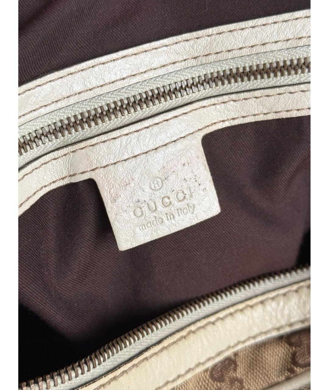 GUCCI Коричневая тканевая сумка с короткими ручками, фото 4