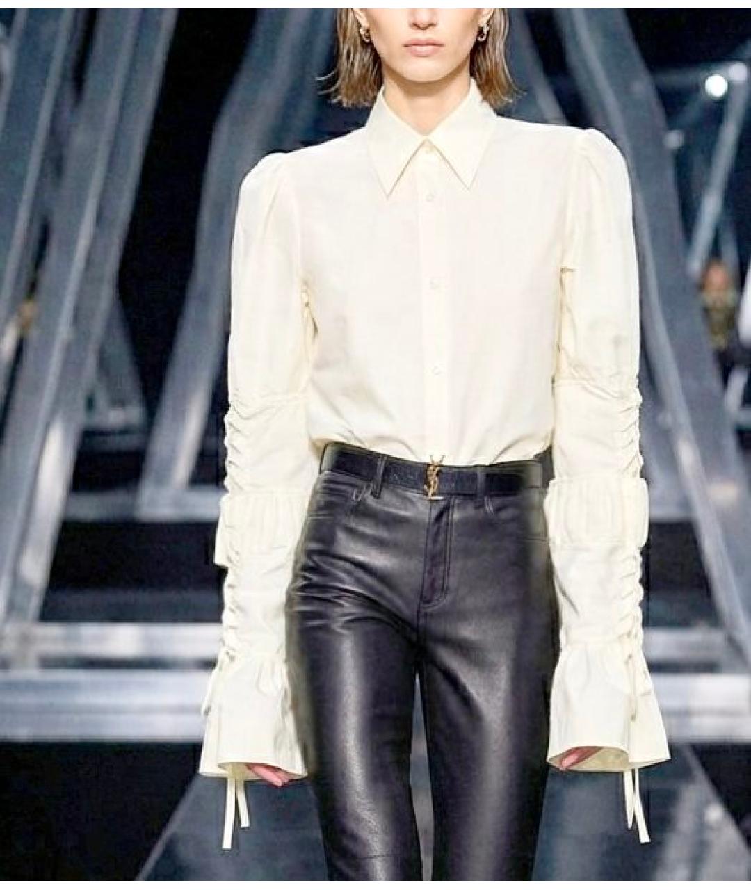 SAINT LAURENT Белая шелковая блузы, фото 9