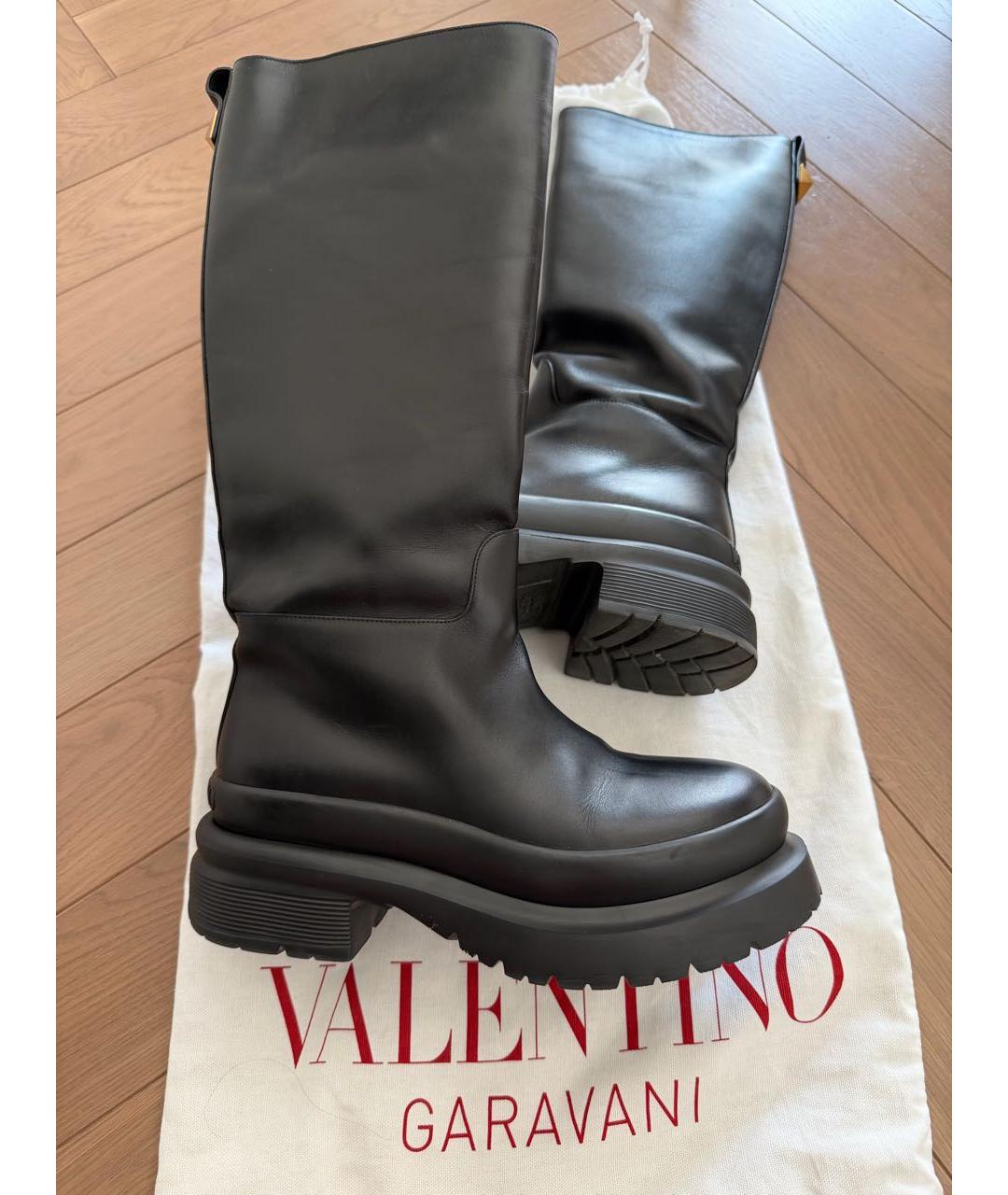 VALENTINO Черные кожаные сапоги, фото 3