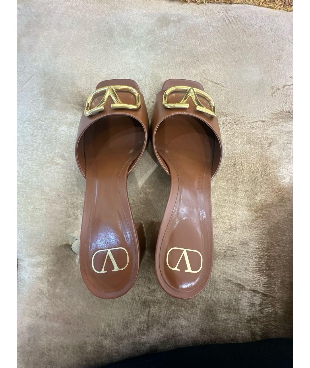 VALENTINO Коричневые кожаные мюли, фото 3