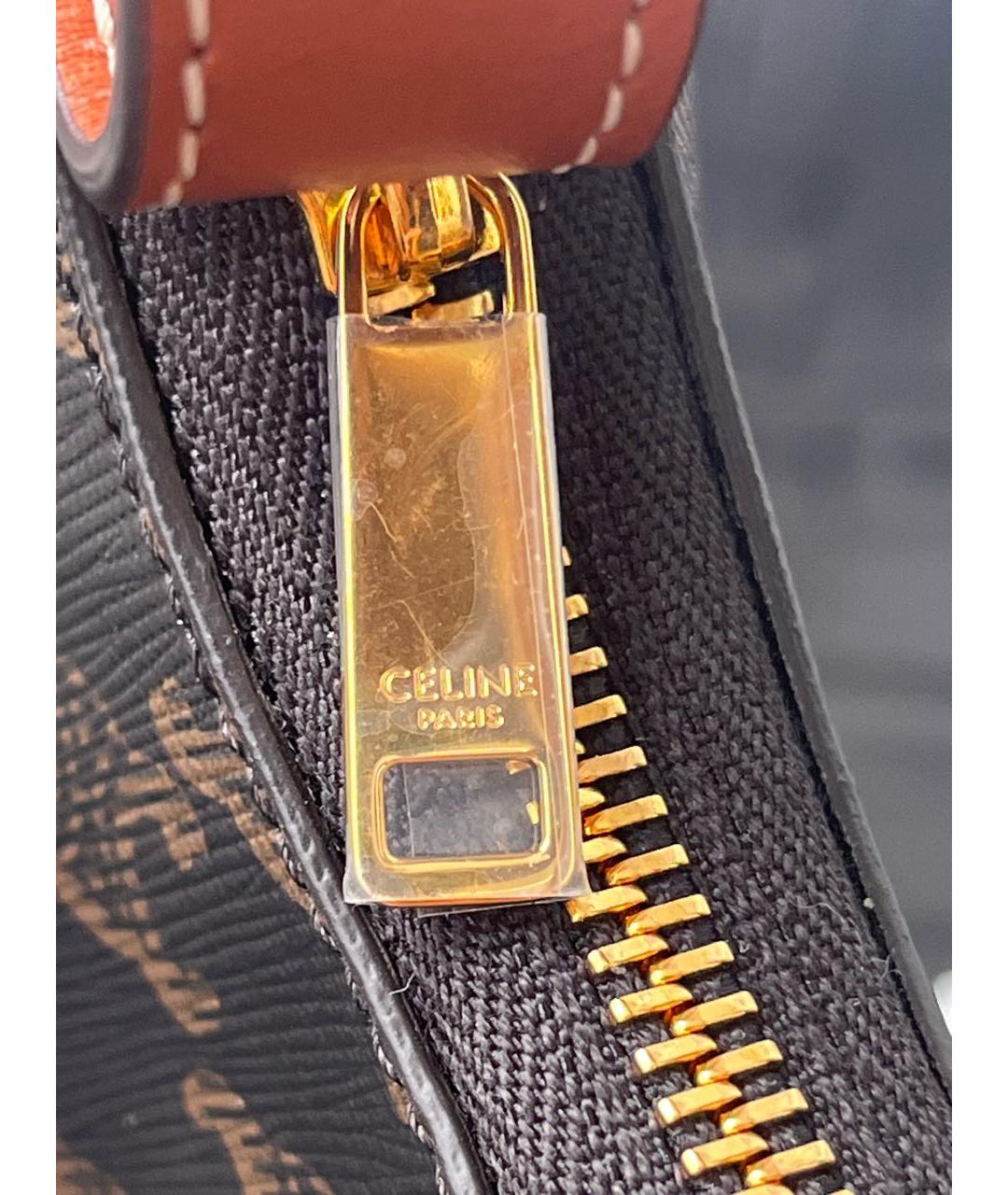 CELINE Коричневая сумка через плечо из канвы, фото 8