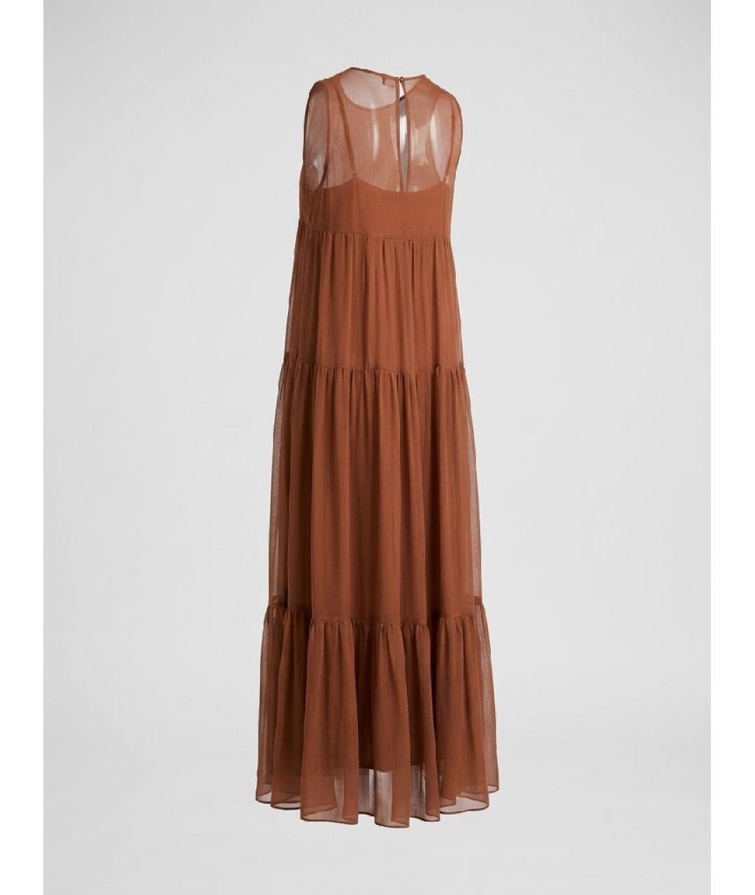 MAX MARA STUDIO Коричневое хлопковое повседневное платье, фото 2