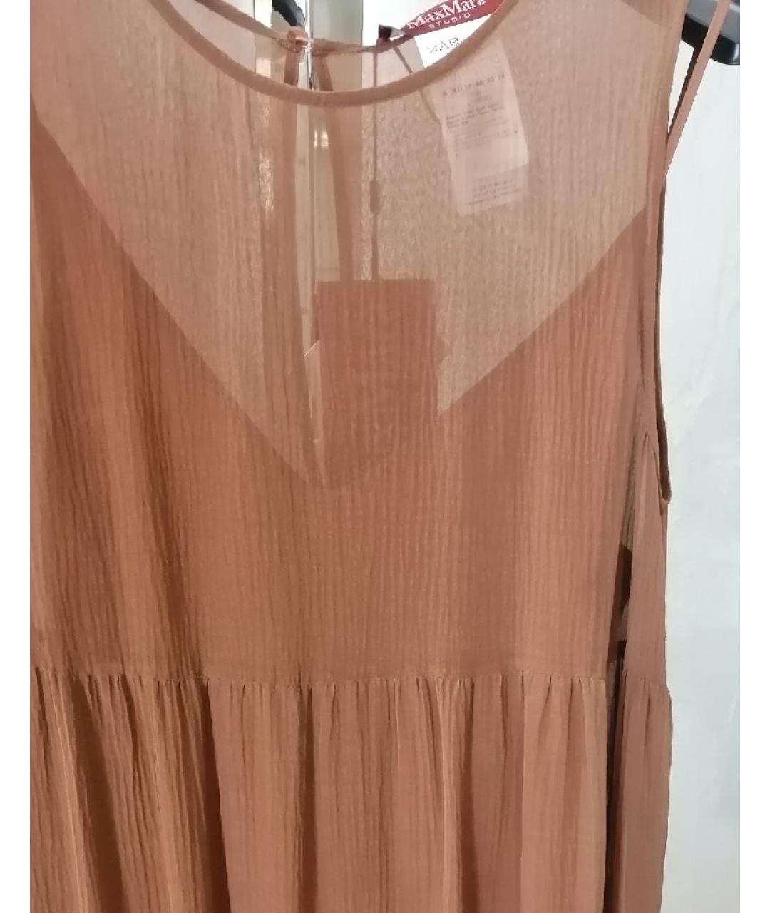 MAX MARA STUDIO Коричневое хлопковое повседневное платье, фото 4