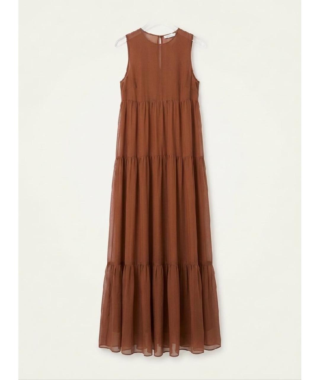 MAX MARA STUDIO Коричневое хлопковое повседневное платье, фото 5