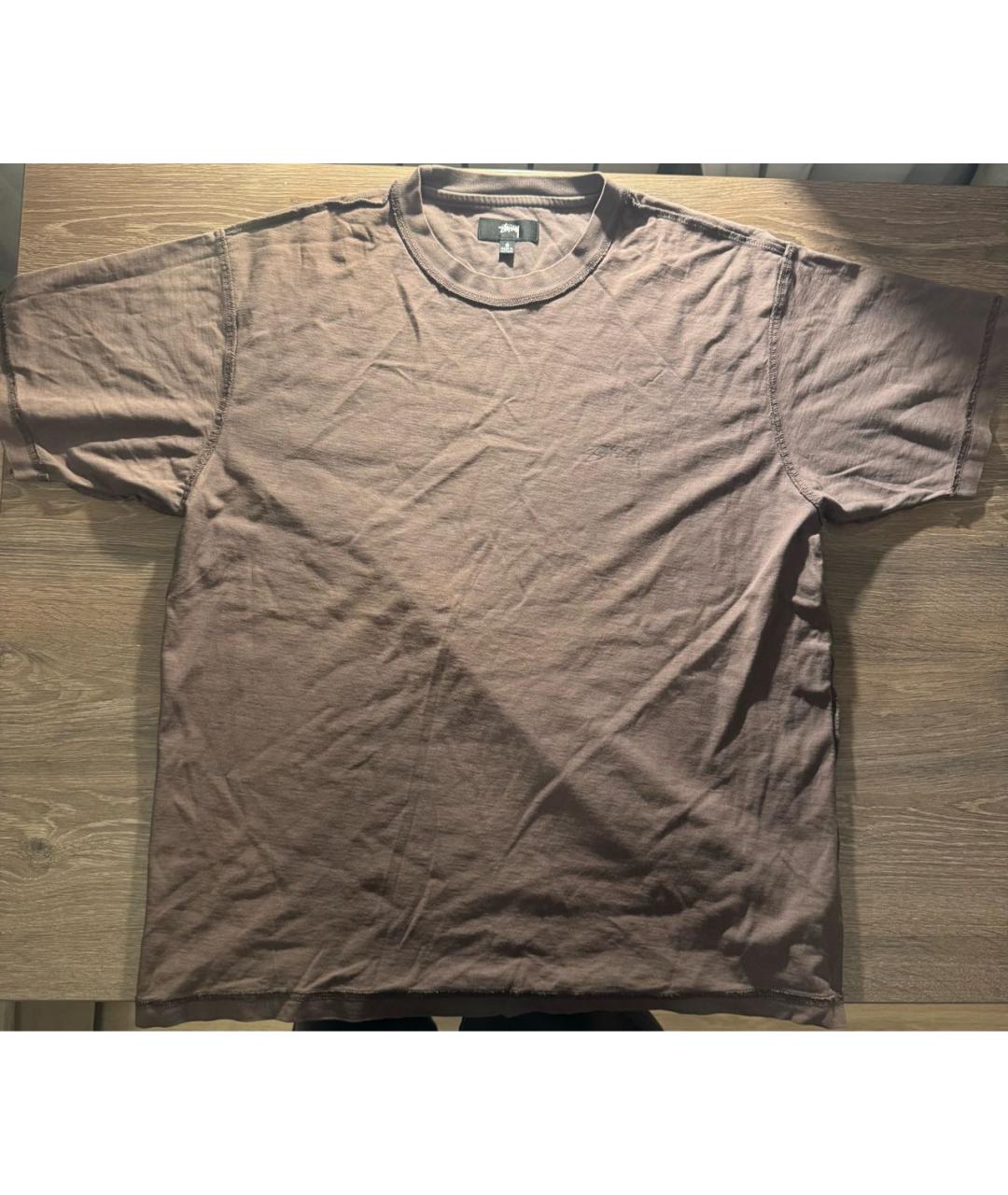 STUSSY Антрацитовая хлопковая футболка, фото 3