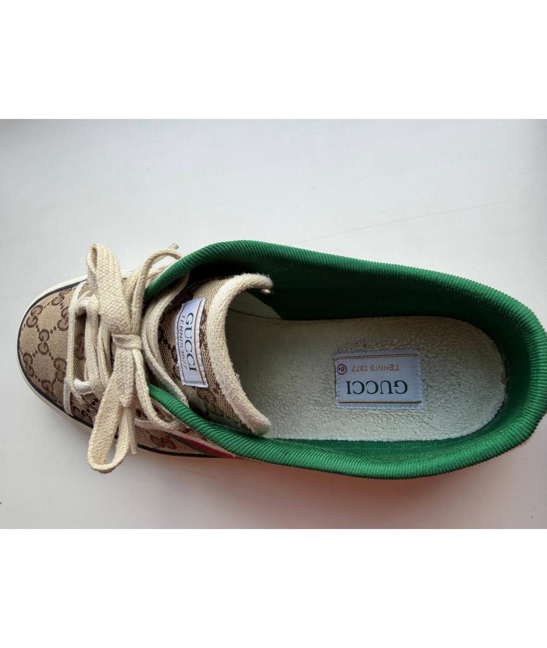 GUCCI Бежевые текстильные низкие кроссовки / кеды, фото 3