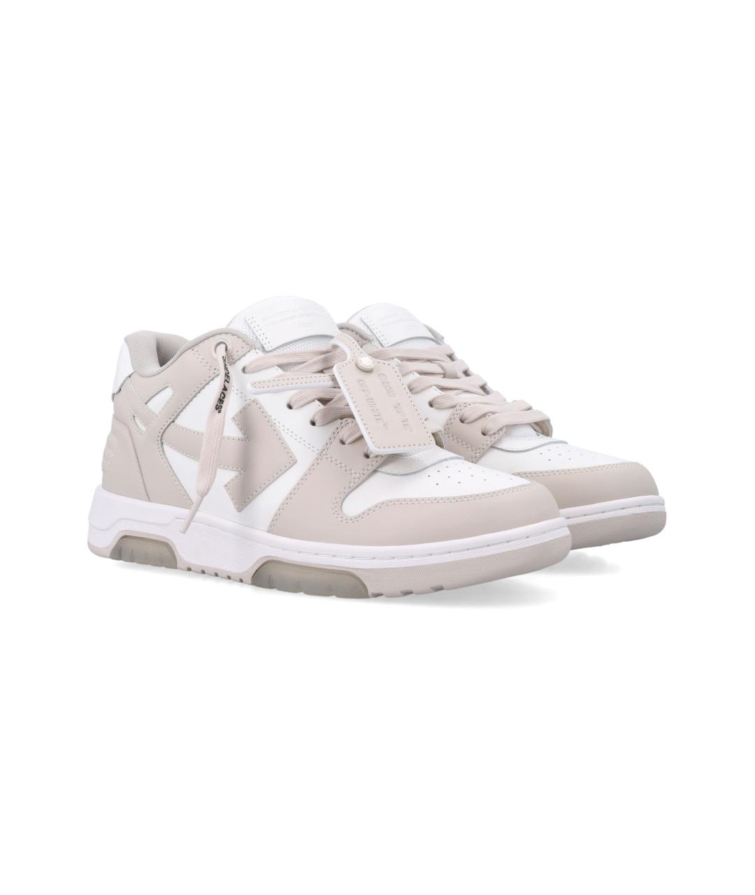 OFF-WHITE Белые кожаные низкие кроссовки / кеды, фото 3