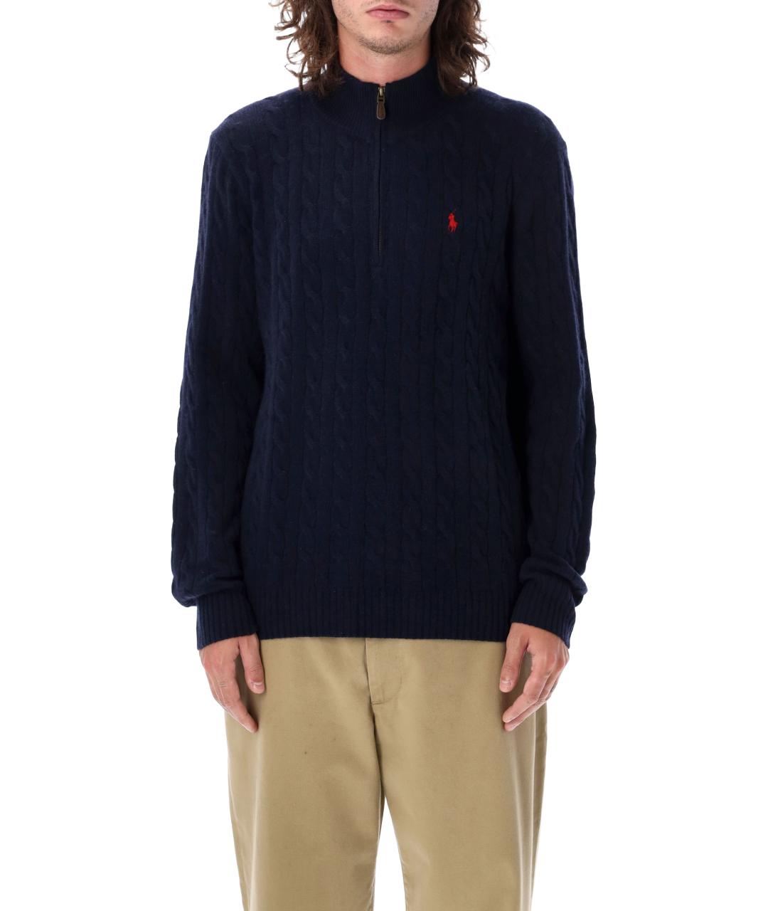 POLO RALPH LAUREN Темно-синий шерстяной джемпер / свитер, фото 1