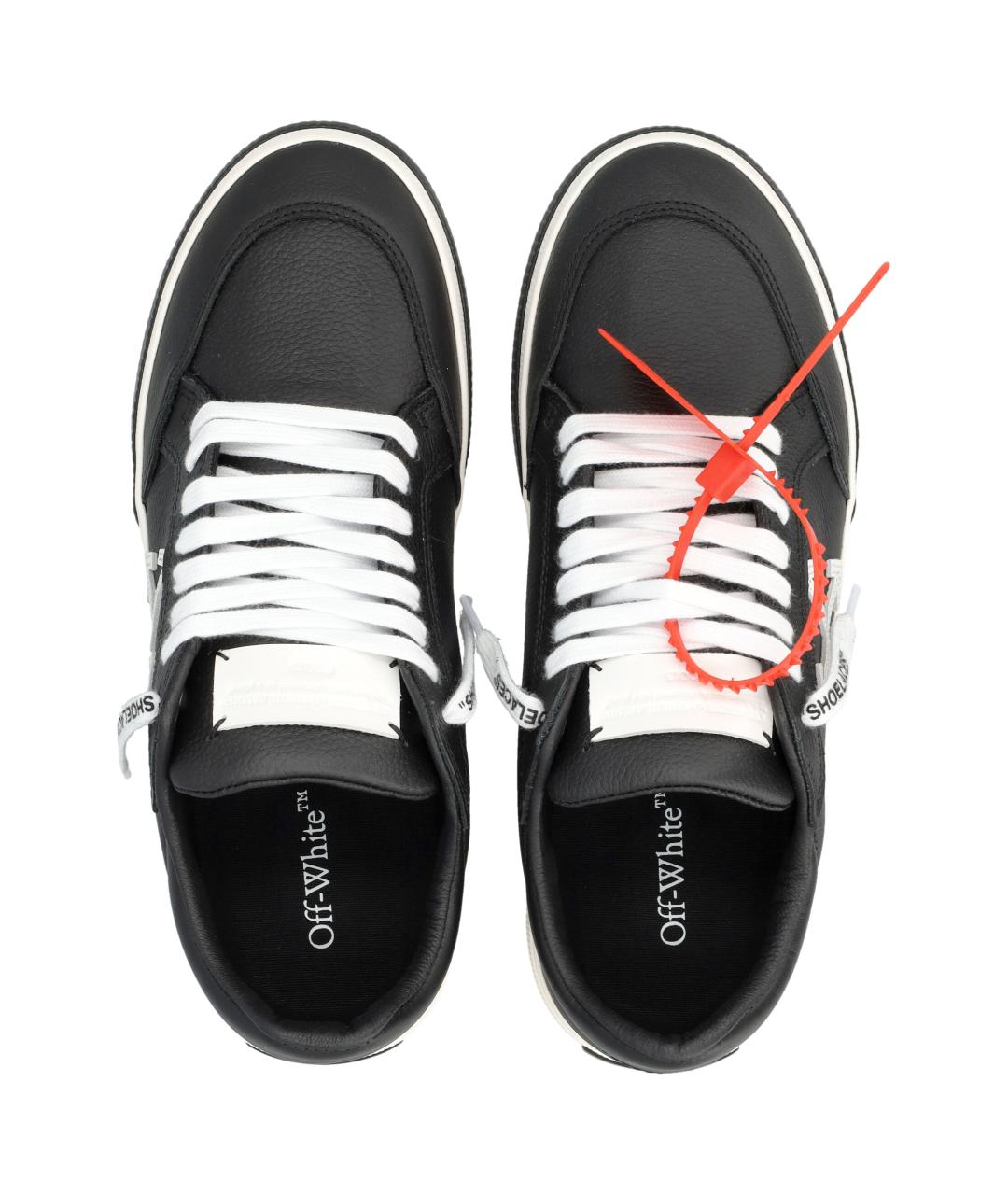 OFF-WHITE Черные кожаные низкие кроссовки / кеды, фото 2