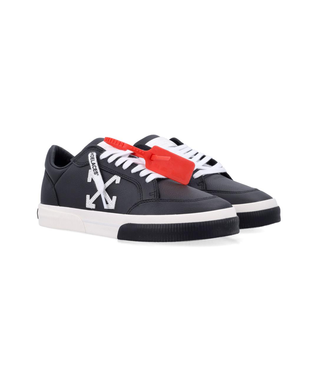 OFF-WHITE Черные кожаные низкие кроссовки / кеды, фото 3