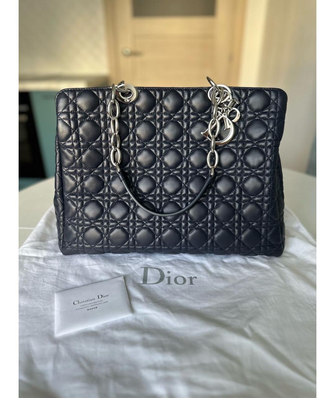 CHRISTIAN DIOR Синяя кожаная сумка с короткими ручками, фото 5