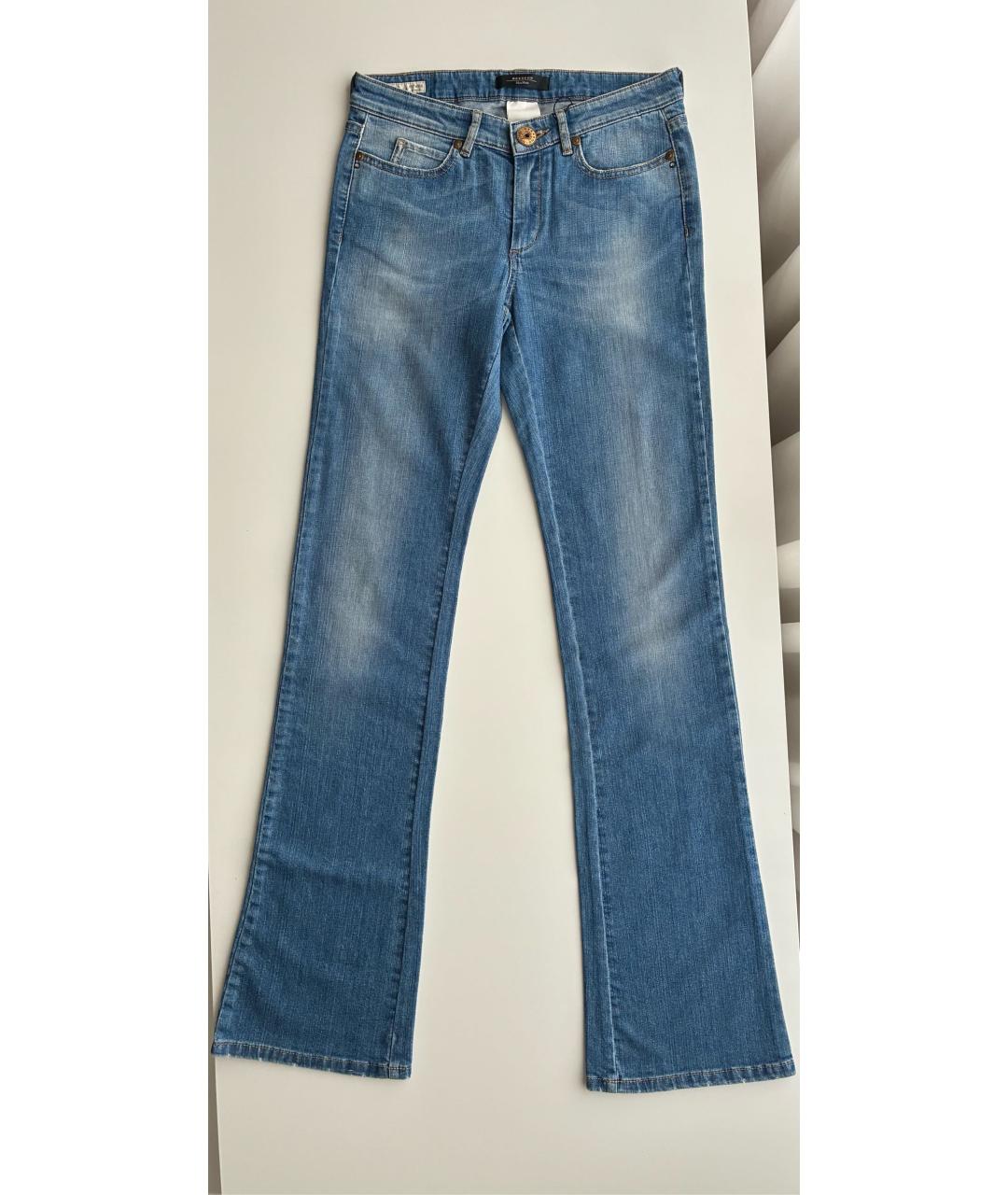 WEEKEND MAX MARA Синие хлопко-эластановые джинсы клеш, фото 9