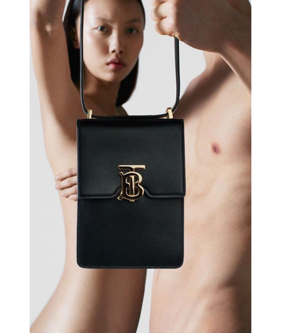 BURBERRY Черная кожаная сумка через плечо, фото 2