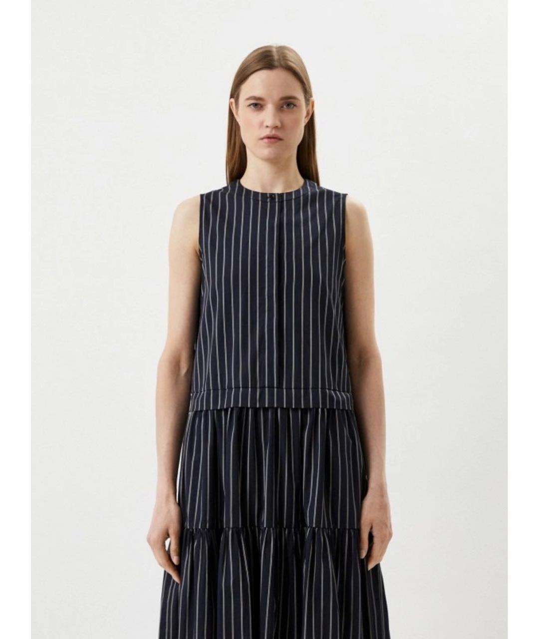 MAX MARA Темно-синее хлопковое повседневное платье, фото 5