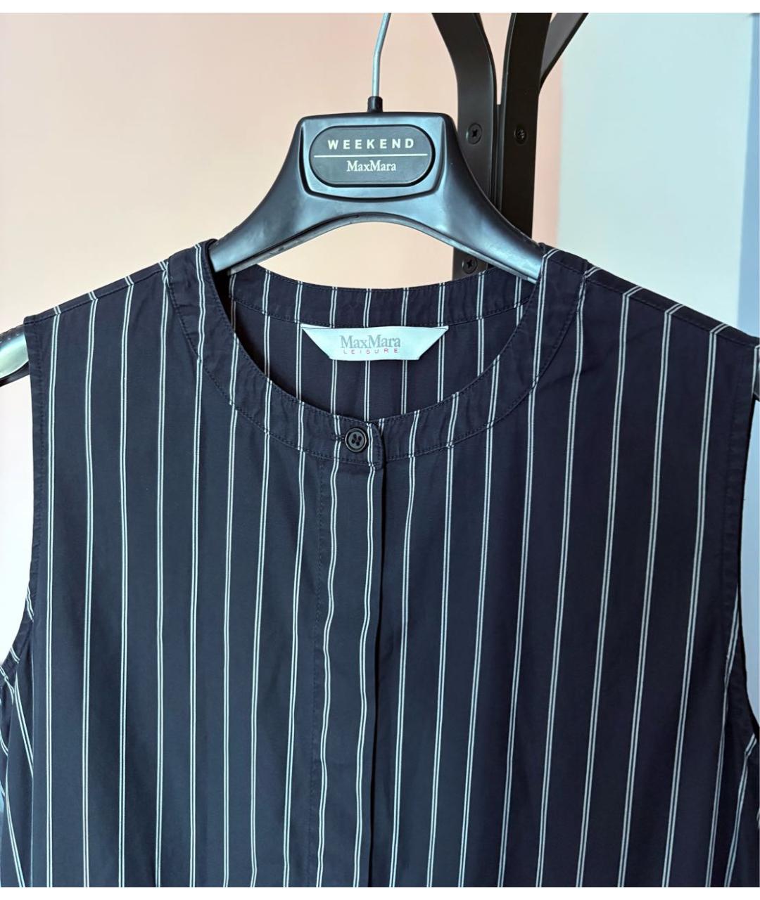 MAX MARA Темно-синее хлопковое повседневное платье, фото 3