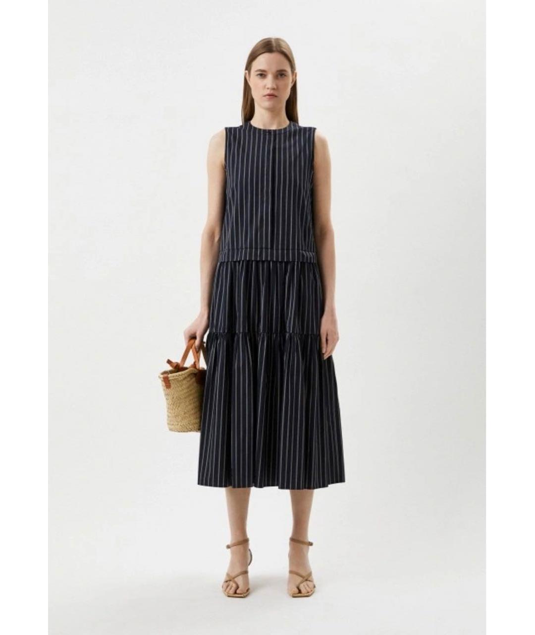 MAX MARA Темно-синее хлопковое повседневное платье, фото 4
