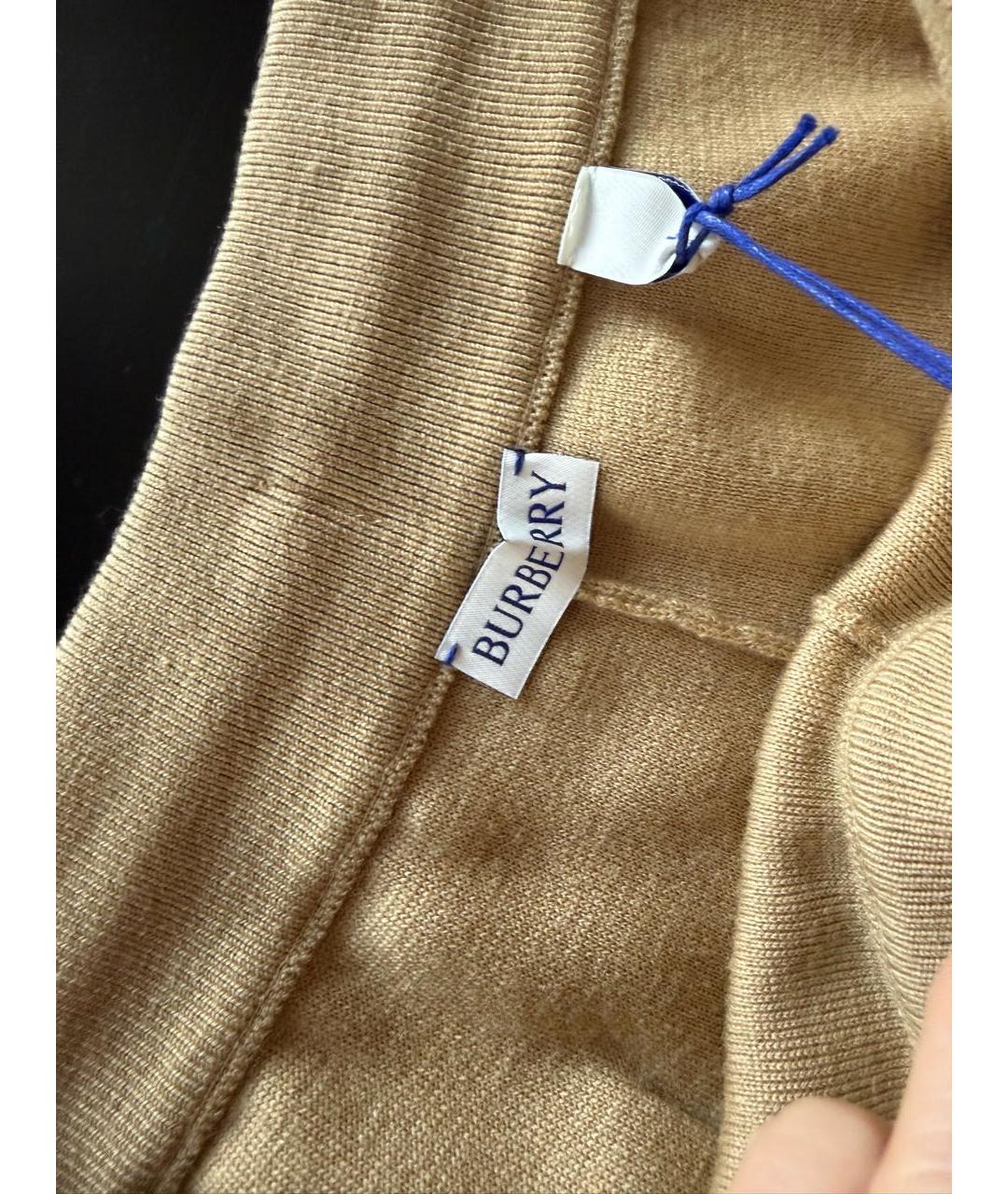 BURBERRY Бежевые шерстяные прямые брюки, фото 3