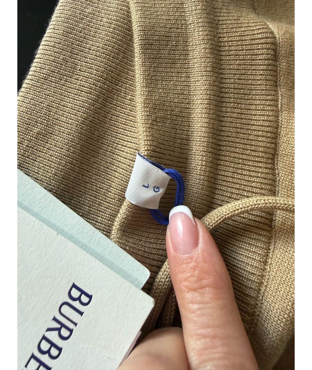 BURBERRY Бежевые шерстяные прямые брюки, фото 5