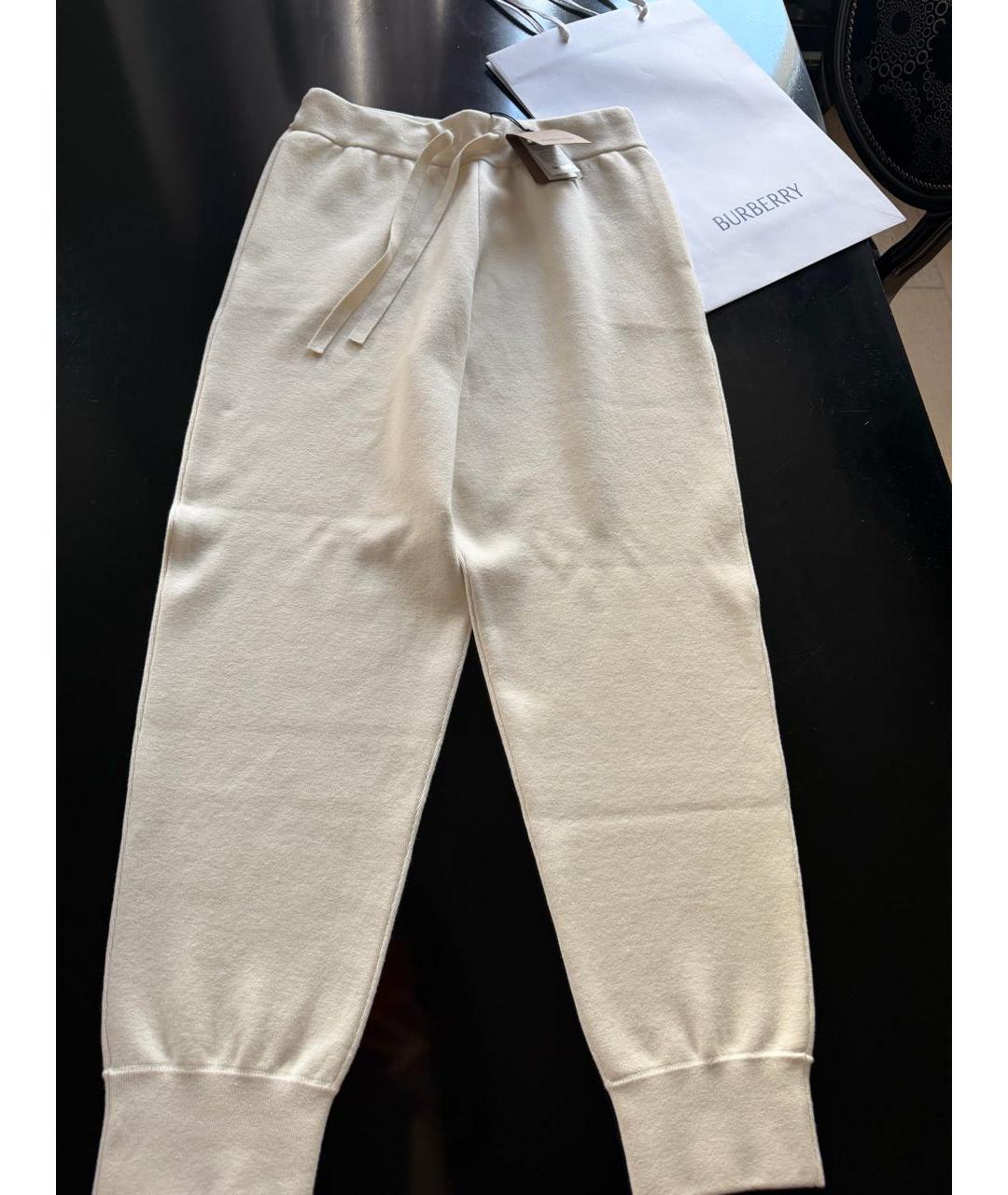 BURBERRY Бежевые хлопковые прямые брюки, фото 3