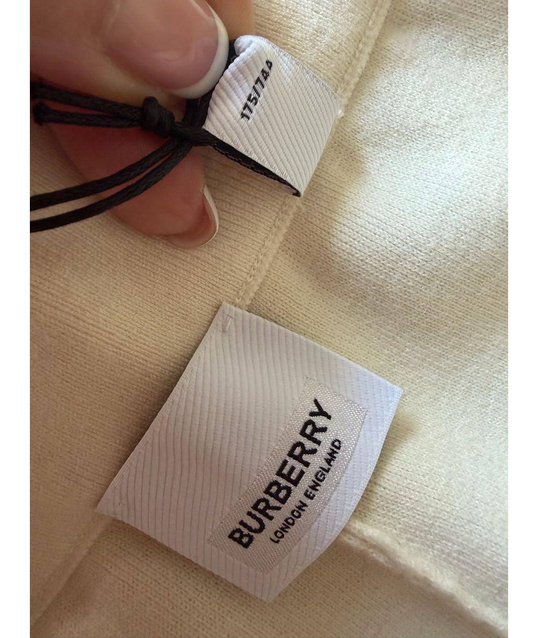 BURBERRY Бежевые хлопковые прямые брюки, фото 5