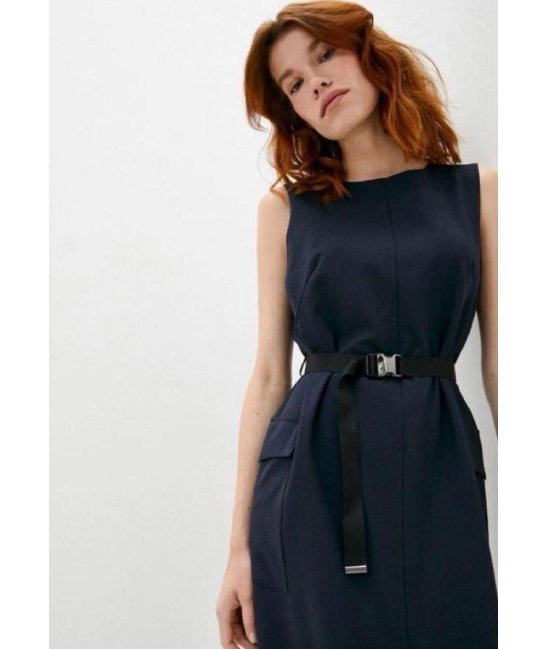WEEKEND MAX MARA Темно-синее шерстяное повседневное платье, фото 2