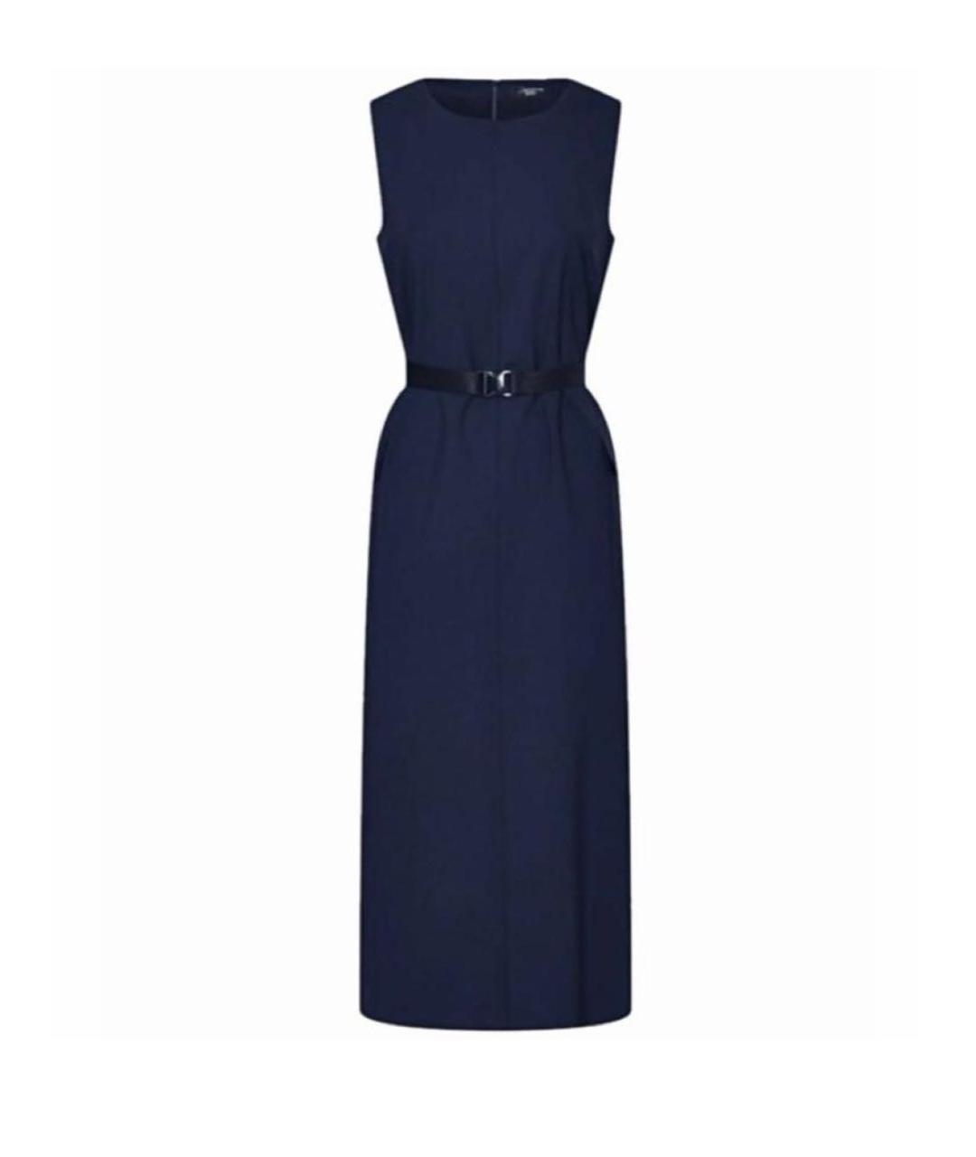 WEEKEND MAX MARA Темно-синее шерстяное повседневное платье, фото 7