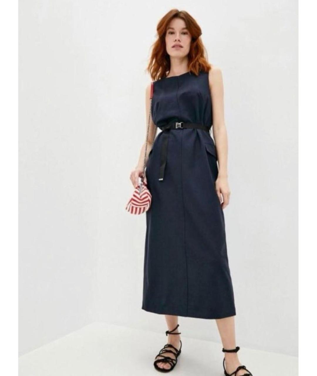 WEEKEND MAX MARA Темно-синее шерстяное повседневное платье, фото 3