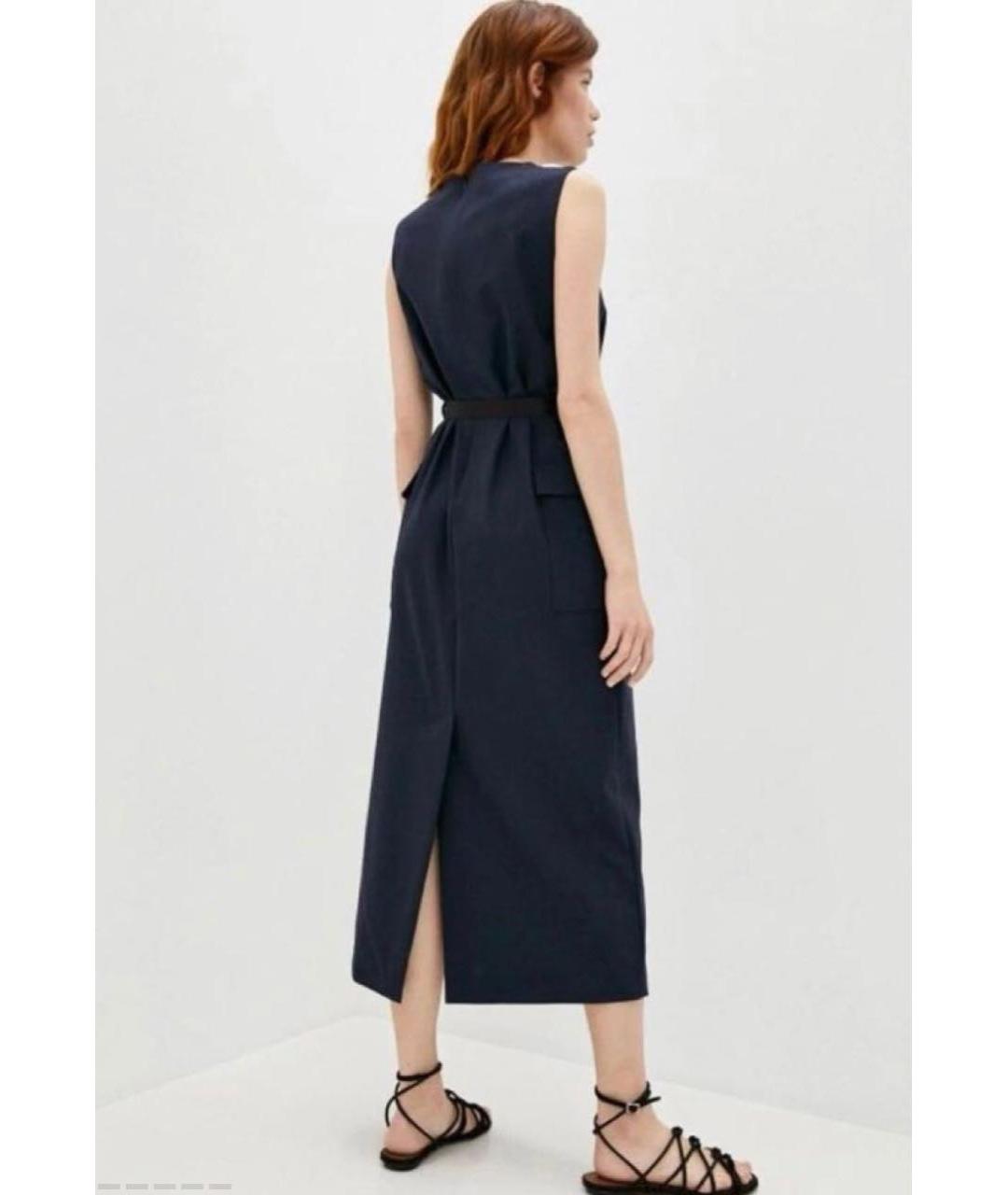 WEEKEND MAX MARA Темно-синее шерстяное повседневное платье, фото 4
