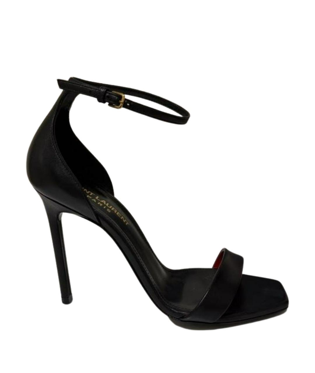 SAINT LAURENT Черные кожаные босоножки, фото 1