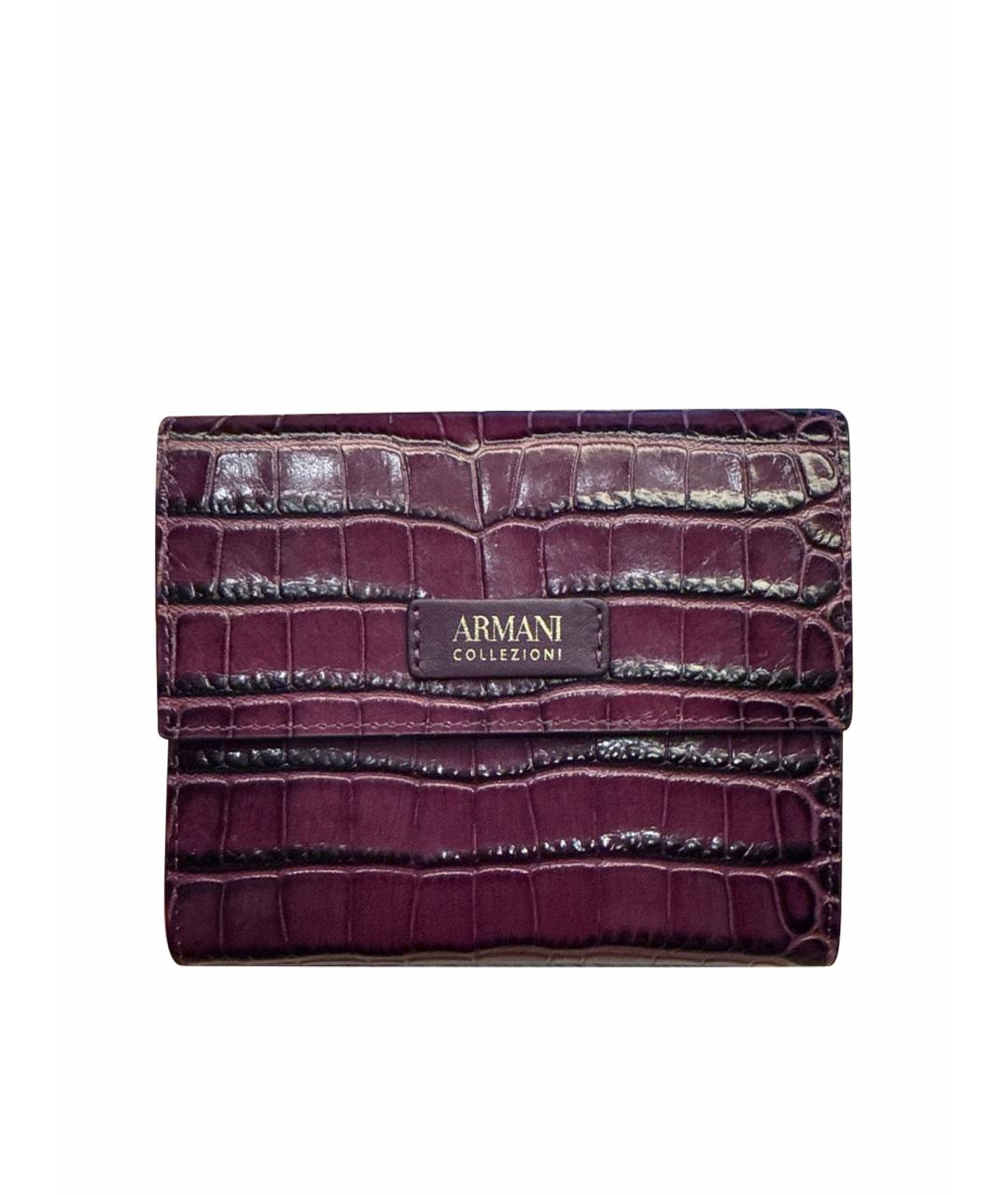 ARMANI COLLEZIONI Фиолетовый кошелек из кожи крокодила, фото 1